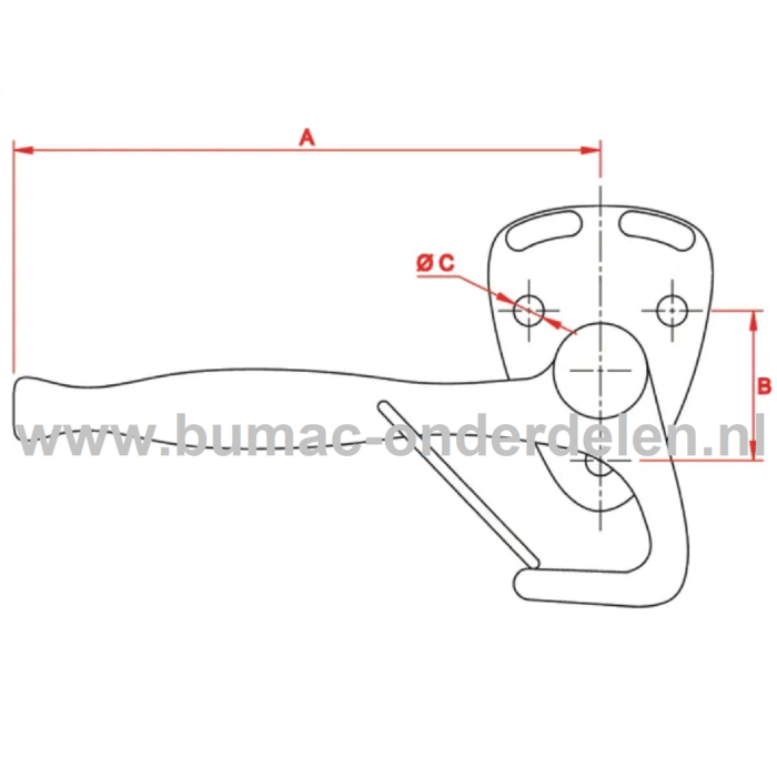Haakse Klepsluiting Links 170x50x8 mm Haakse Klep Sluiting op Aanhangwagens, Aanhangers, Kiepkarren Bevestiging, Boutbevestiging, Sluiting, Vergrendeling