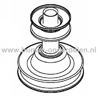 Motorpoelie voor MTD, YardMan, CubCadet, Bolens, Wolf Zitmaaiers, Tuintrekkers, Grasmaaiers Dubbele Poelie, Motor Poelie, Motor Poulie Dubbel JLX76RT, MF3015RT, BL125/76TS, LC125, LA135, LC145, LT76, Optima LE130, Smart RC125, MTD76, TC7125, CC714TA