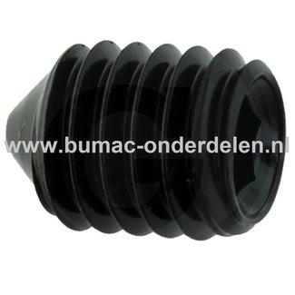 Inbus stelschroef M5x16 mm met Punt draadstift met Binnenzeskant voor inbussleutel, Bevestigen van Tandwielen, Koppelingen, V snaar Poelies op Grasmaaier, Trilplaat, Trekker, Tuinfrees, Een stelschroef is perfect voor toepassingen waarbij er geen kop op d