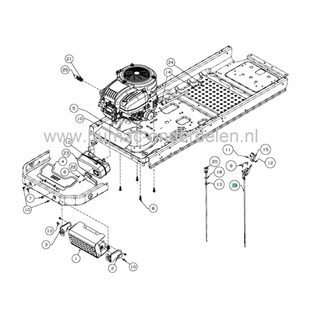 Gaskabel voor MTD, CUB CADET Z170DH, RZTL42, XZ1107 op Zero Turn Maaiers, Gas Kabel