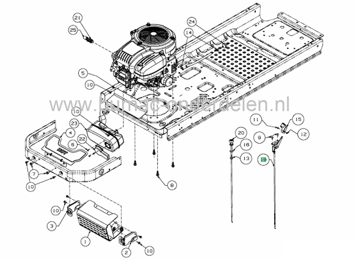 Gaskabel voor MTD, CUB CADET Z170DH, RZTL42, XZ1107 op  Zero Turn Maaiers, Kabel