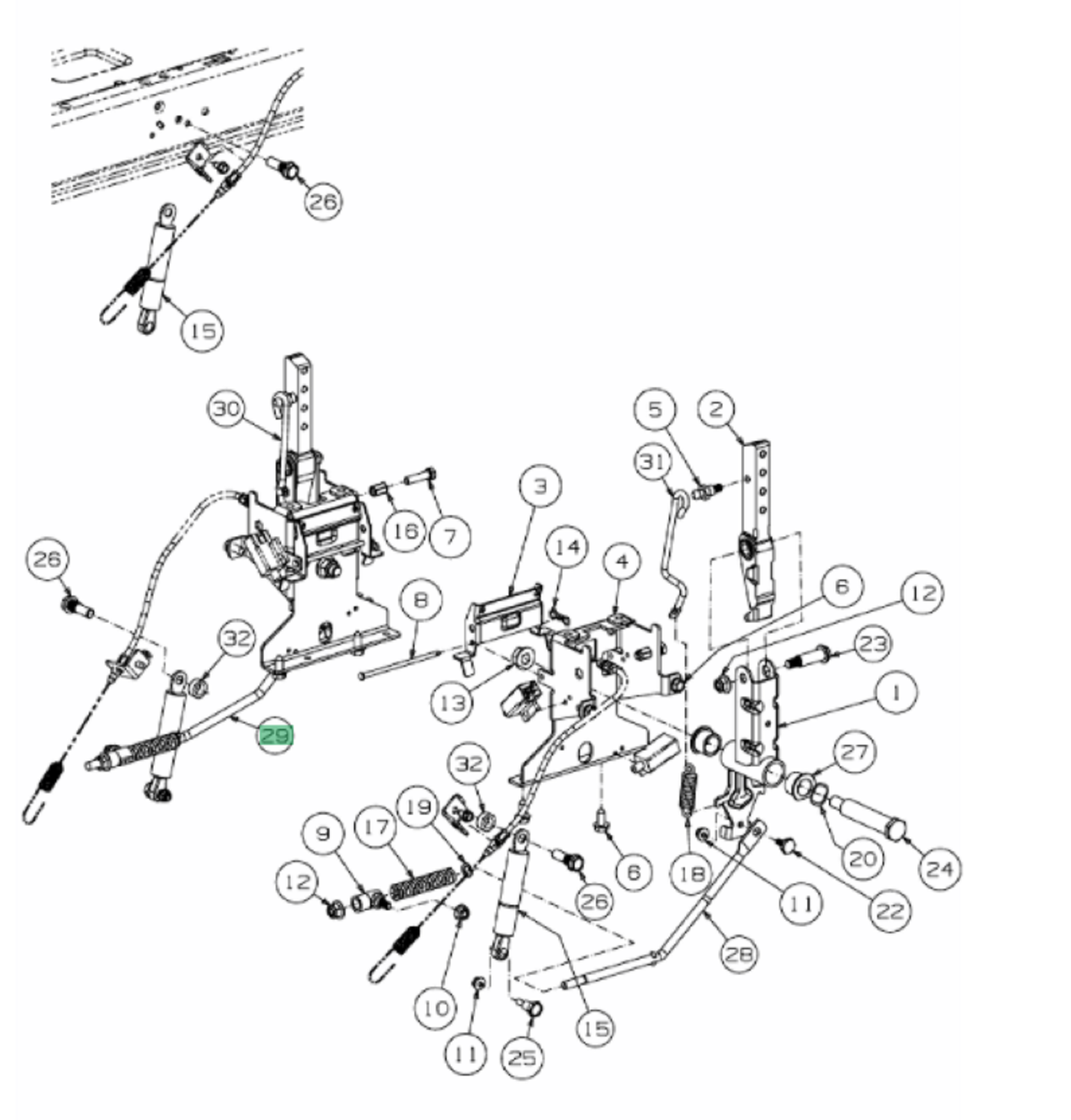 Stuurstang Links voor MASSEY FERGUSON, MTD, CUB CADET, TROY-BILT MF50-22ZT, Z170DH, RZT42, RZT50, RZT54, RTZL42, RZTL50, RZTL54, Z-FORCE LZ60, XZ1107, XZ1127, XZ1137, COLT XP 42 op Zero Turn Maaiers, Stang