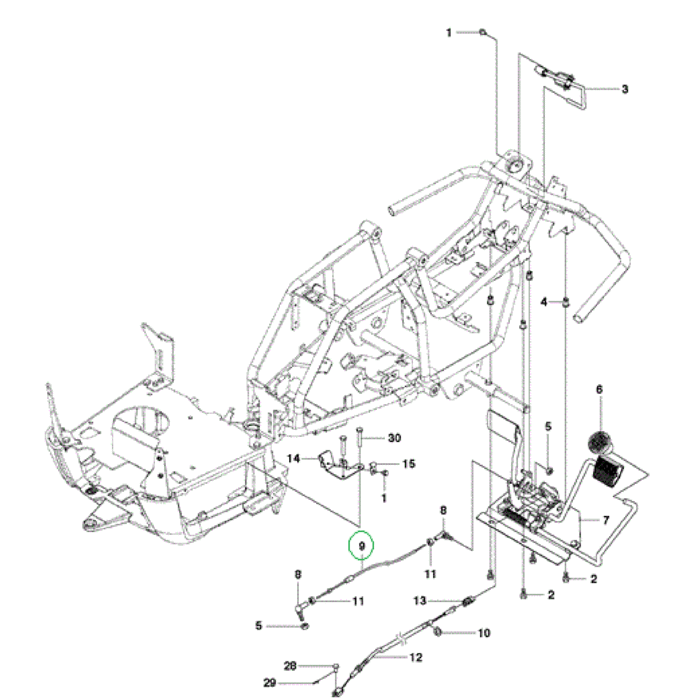 Hydrostaat Kabel voor HUSQVARNA, JONSEREND, ZENOAH R112C, R115B, R115C, RIDER 111B, FR2312 MA, FR2315 MA, FMZ1200 op Zitmaaiers, Frontmaaiers, Trekkers, Tuintrekkers, Kabel