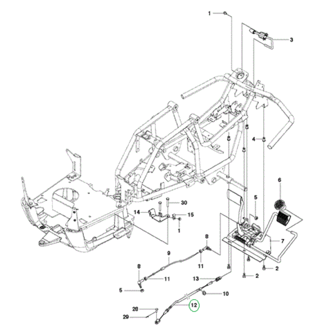 Remkabel voor HUSQVARNA, JONSEREND, ZENOAH R112C, R115B, R115C, FR2312 MA, FR2315 MA, FMZ1200 op Zitmaaiers, Frontmaaiers, Trekkers, Tuintrekkers