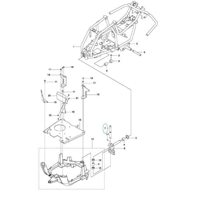 Stuur-As Scharnierpunt voor HUSQVARNA, JONSEREND, ZENOAH R112C, R115B, R115C, FR2312, FR2315, FMZ1200 Zitmaaiers, Stuuras Schanierpunt