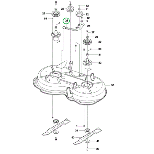 Veer voor HUSQVARNA, JONSERED, MCCULLOCH, PARTNER, MTD, WHITE, WOLF R112 C, R112 C5, R115 B, R115 C, R213 C, R214 T, R214 T AWD, R214 TC, R214C, R216, R216 AWD, R216 T AWD, R318, R320 AWD, RIDER 11 BIO, RIDER 11 BIOCLIP, RIDER 11 C, RIDER 111 B, RIDER 11