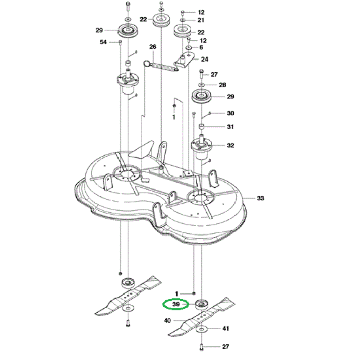 Meshouder voor HUSQVARNA, JONSERED, MCCULLOCH, PARTNER, ZENOAH R112C, R112C5, FR2312M, FR2312MA, M105-85F, M125-85F, M125-85FH, FMZ1200 op Zitmaaiers - Frontmaaiers