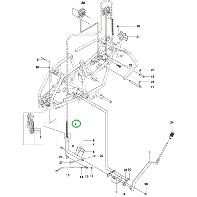 Ketting voor Hoogte Instelling Maaidek voor HUSQVARNA, JONSERED, MCCULLOCH, PARTNER, ZENOAH R112C, R112C5, RIDER 111B, RIDER 111B5, FR2311M, FR2312M, FR2312MA, FMZ1200 op Zitmaaiers - Frontmaaiers