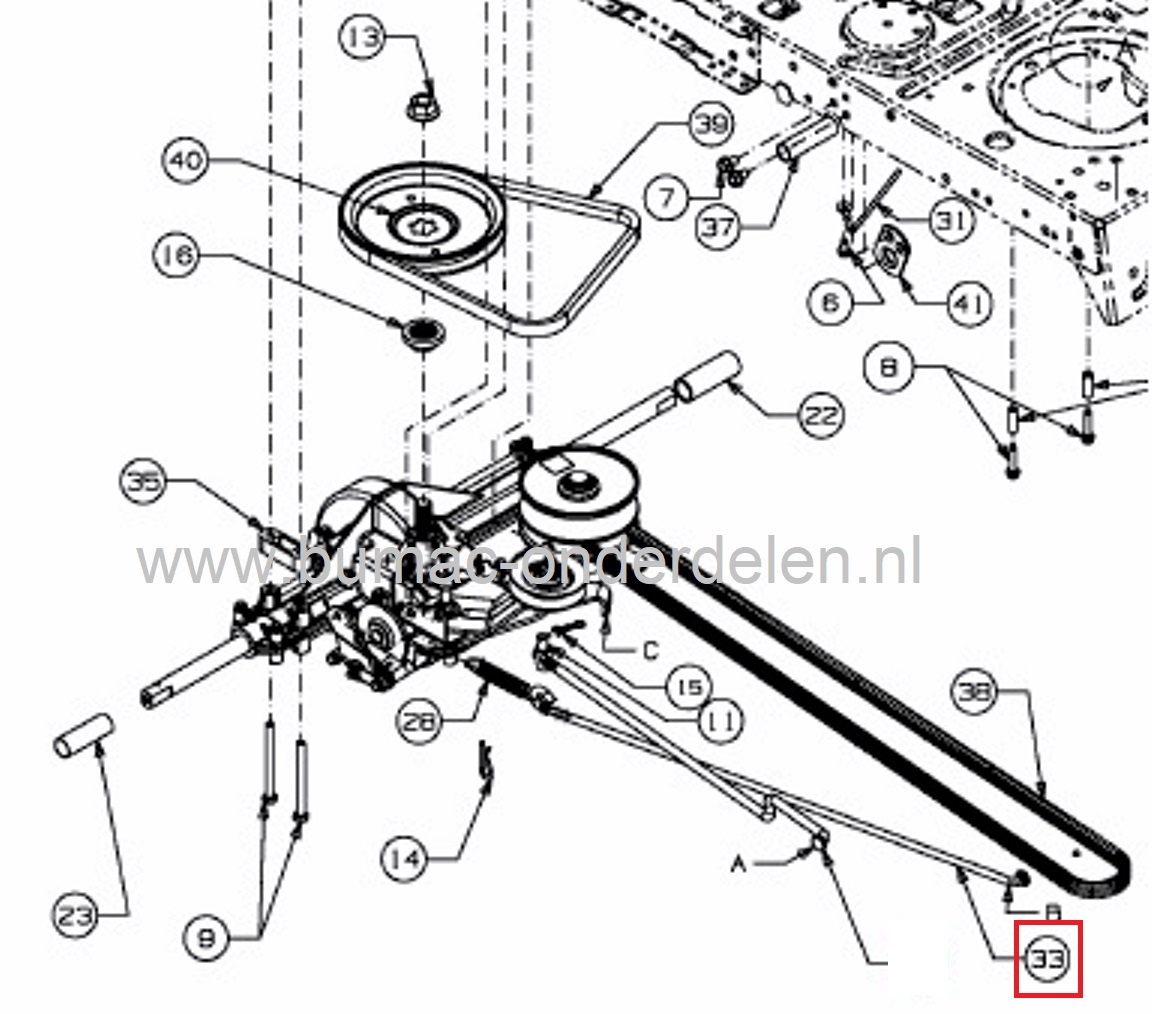 Koppeling - Remstang voor MTD, CubCadet, Wolf, Bolens, Yardman Zitmaaiers, Tuintrekkers Bolens BL 135/96 T, BL 175/107 T, BL 200/107 H, Wolf Ambition 107.175 H, Ambition 96.155 H, Blue Power 107.175 H, Select 107.175 T, Select 96.130 T, Expert 13.96 H, MT