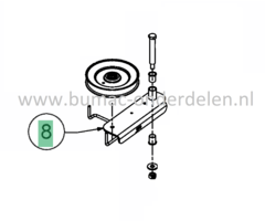 Steun voor Spanpoelie Maaimesaandrijving op MTD, Wolf, CubCadet Zitmaaiers, Tuintrekkers Wolf A 92 H, 105.180 H, 92.165 H, 92.130 T, E 13/92 H, MTD LN 200 H, Smart RE 125, RE 130, RN 145, DL 92 T, Optima LE 145 H, LN 165, 200/105 T, MTD 92, LT92 EXT, L