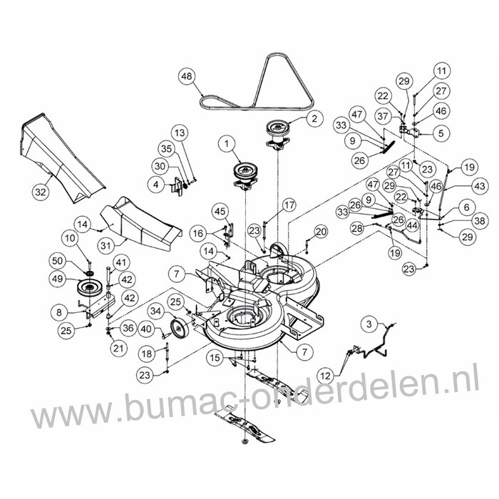 Steun voor Spanpoelie Maaimesaandrijving op MTD, Wolf, CubCadet Zitmaaiers, Tuintrekkers Wolf A 92 H, 105.180 H, 92.165 H, 92.130 T, E 13/92 H, MTD LN 200 H, Smart RE 125, RE 130, RN 145, DL 92 T, Optima LE 145 H, LN 165, 200/105 T, MTD 92, LT92 EXT, L