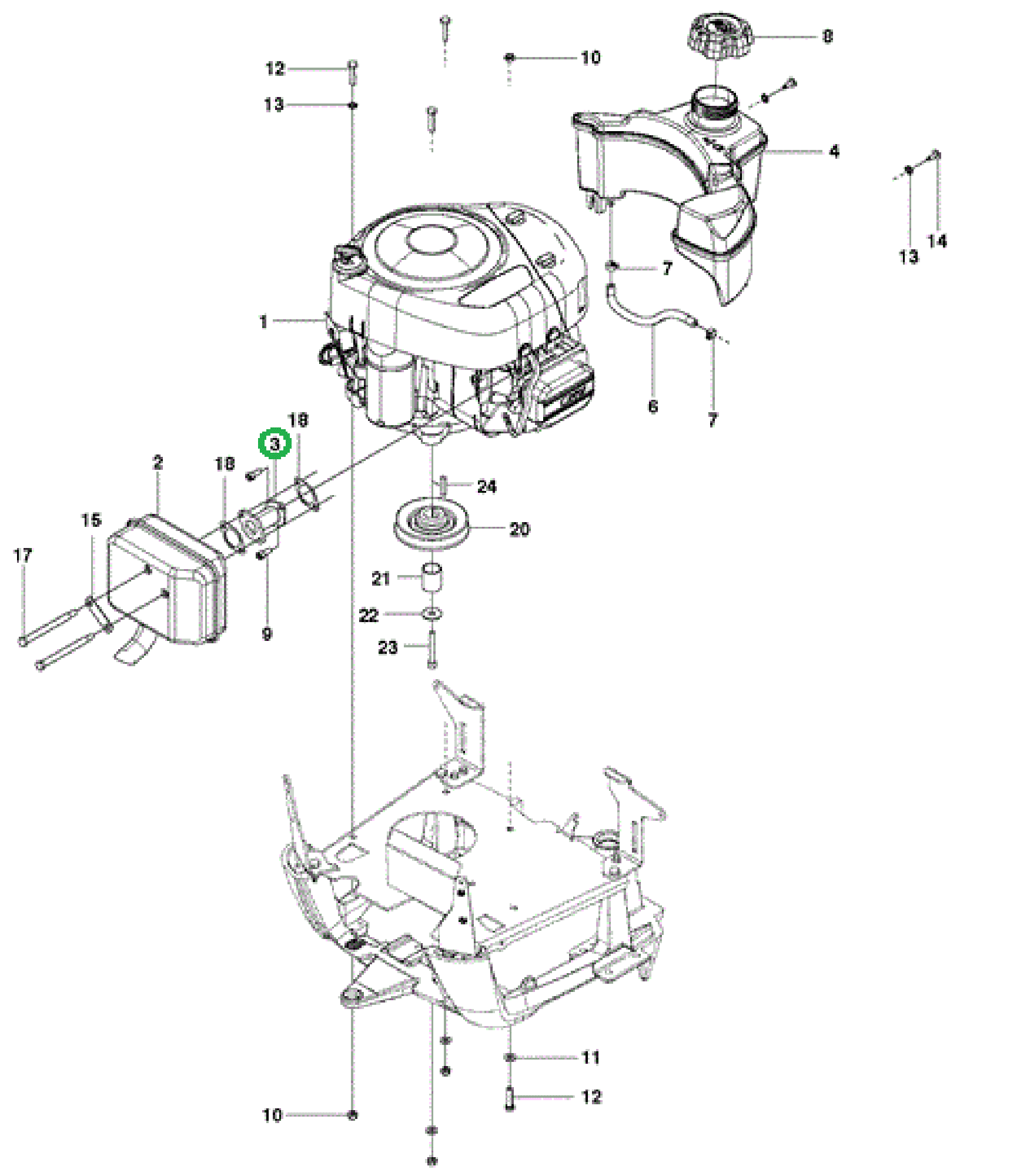 Tussenstuk voor HUSQVARNA, JONSERED, PARTNER, MCCULLOCH, ZENOAH R112C, R112C5, FR2312M, FR2312MA, FMZ1200 op Zitamaaiers - Frontmaaiers - Tuintrekkers