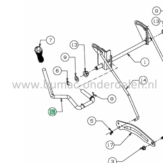 Hendel voor Maaihoogte instelling op MTD, Wolf, CubCadet Zitmaaiers, Tuintrekkers Wolf Ambition 105.175H, Blue Power 105.200H, Select 105.155T,  MTD Optima LN 155, P 180, LN 175, LN 200, Smart RN 145, Power 1750, LT 105 EXHK, Cub Cadet CC 714, CC 717, Poo