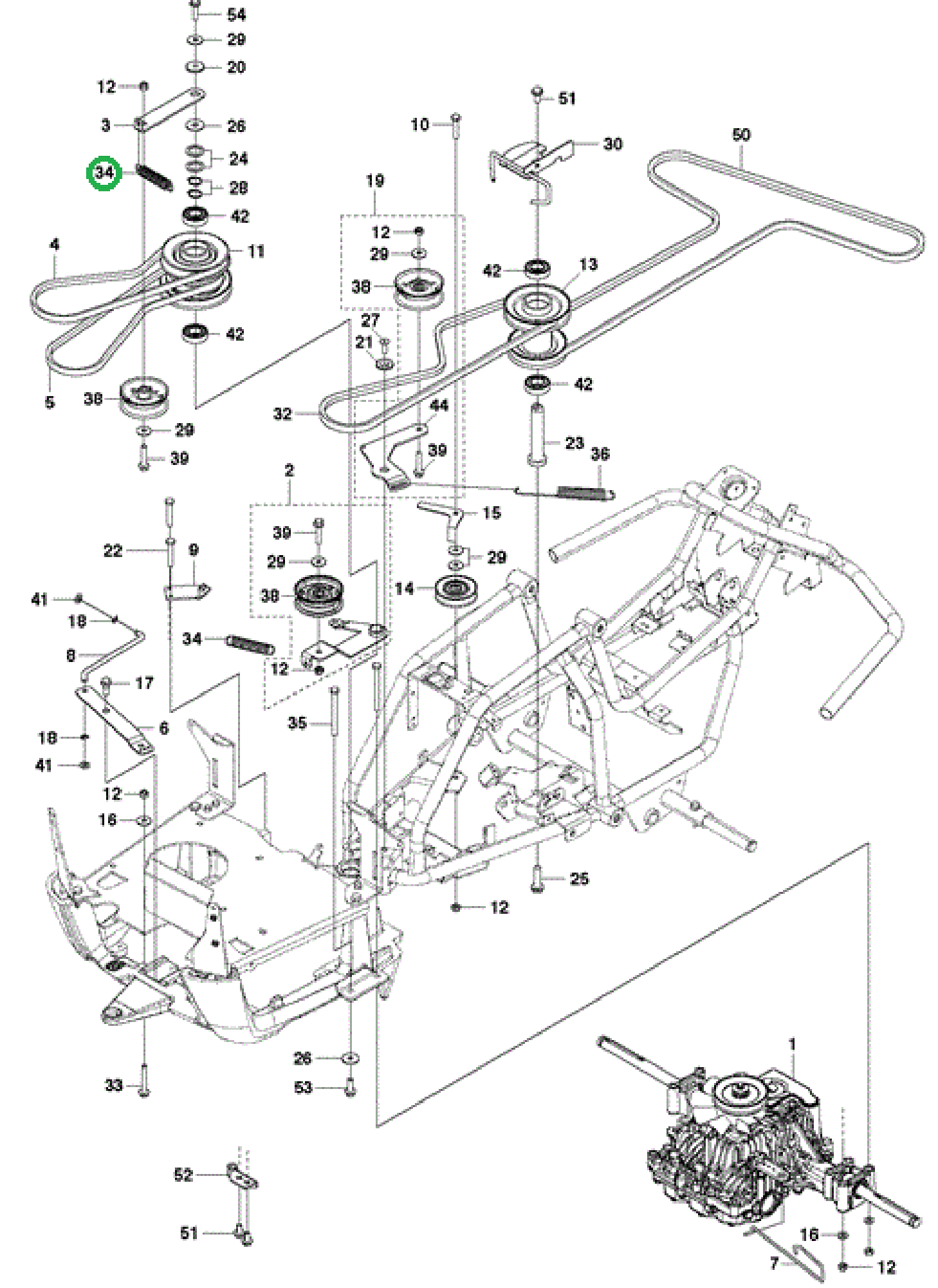Veer voor Spannen van de Poelie voor de Rijaandrijving voor HUSQAVARNA, JONSERED, PARTNER, MCCULLOCH, ZENOAH R112C, R112C5, FR2312M, FR2312MA, M105, M105-85F, M105-97F, M125, M125-85F, M125-85FH, M125-97FH, FMZ1200 op Zitmaaiers - Frontmaaiers - Tuintrekk