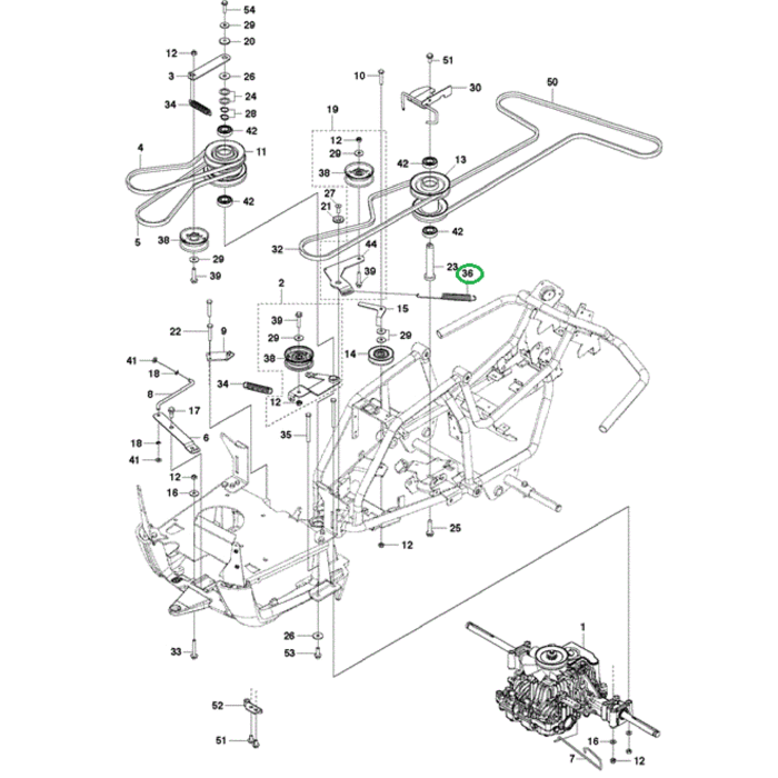 Veer voor Aanspannen Poelie voor Mes Aandrijving voor HUSQAVARNA, JONSERED, PARTNER, MCCULLOCH, ZENOAH R112C, R112C5, FR2312M, FR2312MA, M105, M105-85F, M105-97F, M125, M125-85F, M125-85FH, M125-97FH, FMZ1200 op Zitmaaiers - Frontmaaiers - Tuintrekkers