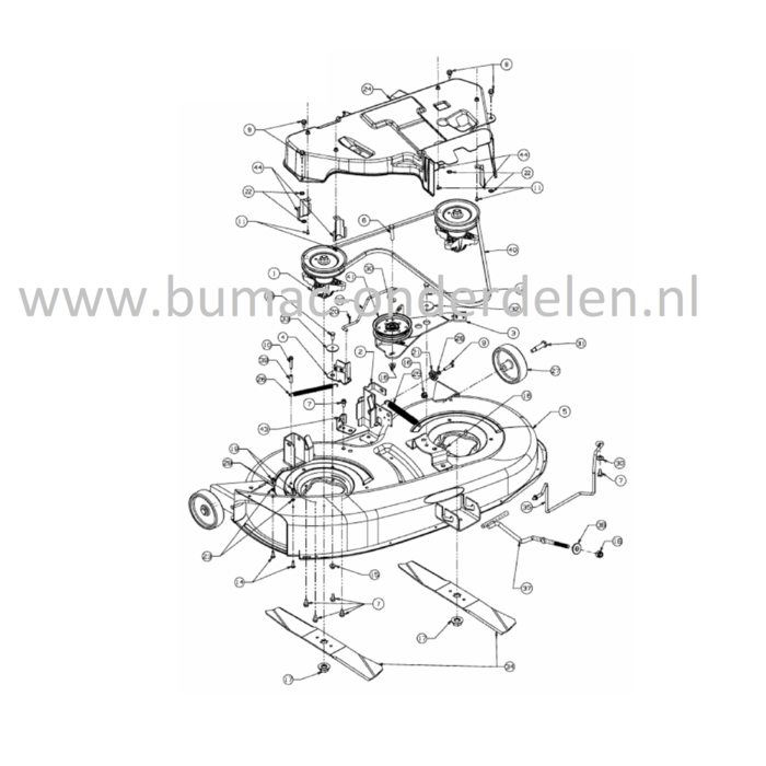 Stang voor Maaidekophanging voorkant bij MTD, Wolf, Bolens, Cub Cadet Zitmaaiers, Tuintrekkers Bolens BL 175/107 T, BL 200/107 H, Wolf Ambition 107.175 H, 96.155 H, Blue Power 107.200 H, Select 107.175 T, Expert 107.175 H, MTD Optima LG 155, LG 200 H, LF