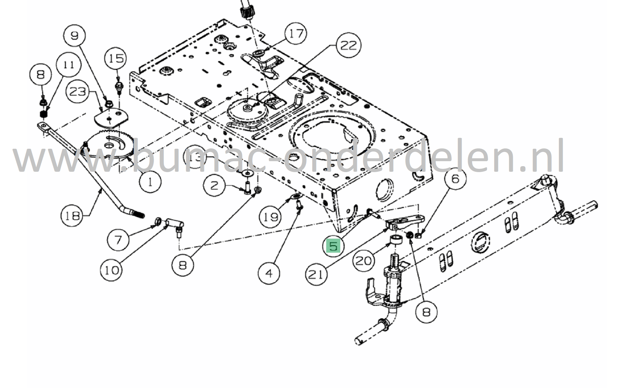 Moer 3/8-16 voor het bevestigen Stuurkogel op MTD, Wolf, Cub Cadet, Bolens Zitmaaiers, Tuintrekkers  Bolens BL 135/96 T, BL 175/107 T, BL 200/107 H, Wolf 105.175 H, 92.130 H, Blue Power 105.200 H, 92.160 H, Select 105.155 T, Ambition 107.175 H, 96.155 H,