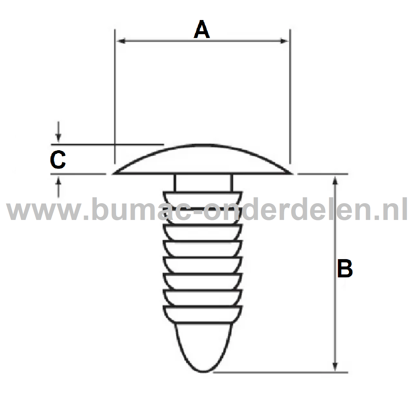 Druknagel Geribd 5 mm voor een Snelle eenvoudige Montage van Hout, Metaal, Foam, Rubber en Plastic stevig op hun plaats te houden Druknagels worden gedrukt of geslagen in geboorde of gesponste gaten, Bekleding