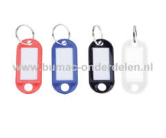 Sleutelhanger met Etiket Gekleurde sleutelhangers met Uitwisselbaar Etiket aan de binnenzijde waar je iets op kunt schrijven Ieder label wordt geleverd met een metalen sleutelring, waardoor u deze gemakkelijk aan een sleutelbos kunt hangen Sleutel Ha