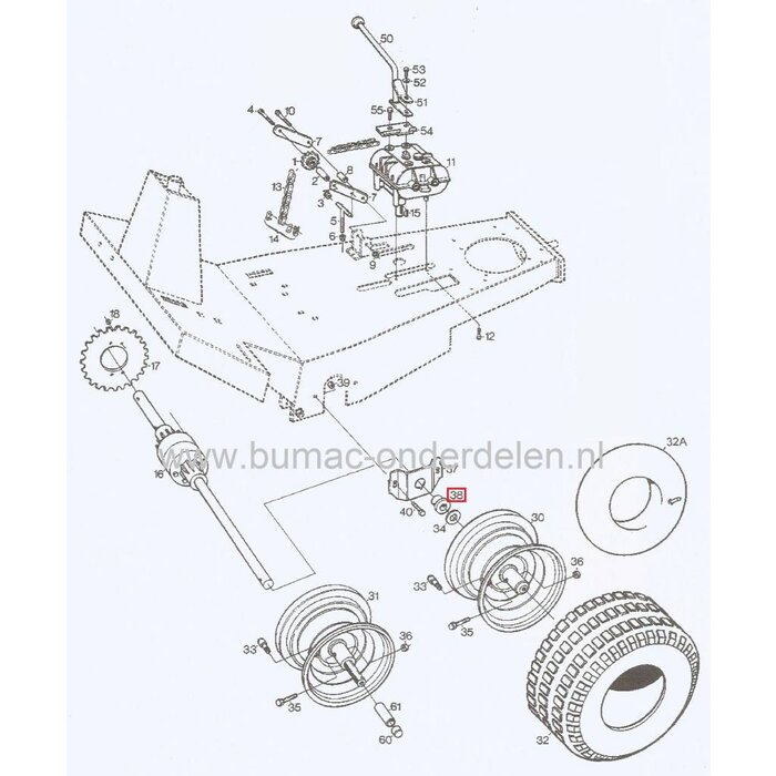 Stiga Bronzen Wielbus voor Frontmaaier van Stiga - Castelgarden - Mountfield - Alpina, Wiel Bus Brons Wiellager