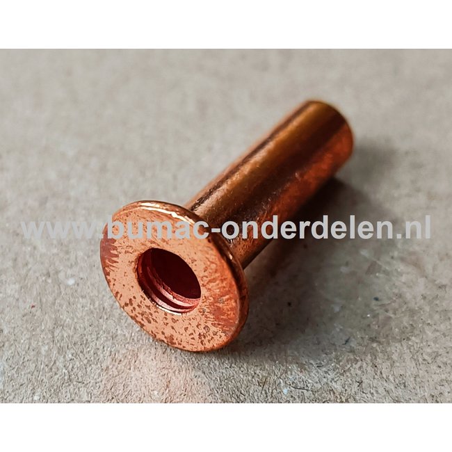 Klinknagel Koper 6x20 mm Koperen bevestigingsmiddel die  bestaat uit een metalen pen die voorzien is van een verdikt uiteinde De meest toegepaste klinknagels hebben een ronde bolle of een verzonken zetkop deze dienen om onderdelen zoals Platen, Profielen,