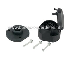 Stekkerdoos met mistlichtschakelaar 13 - polig Kunststof 12V Vrouwelijke Aansluiting voor verbinden Aanhangers, Fietsendragers, Caravan achter Trekkers, Auto, 13 Pinnen, 13 Fiches, Stekker met Schroefontlasting, Steekcontact met Trekontlasting