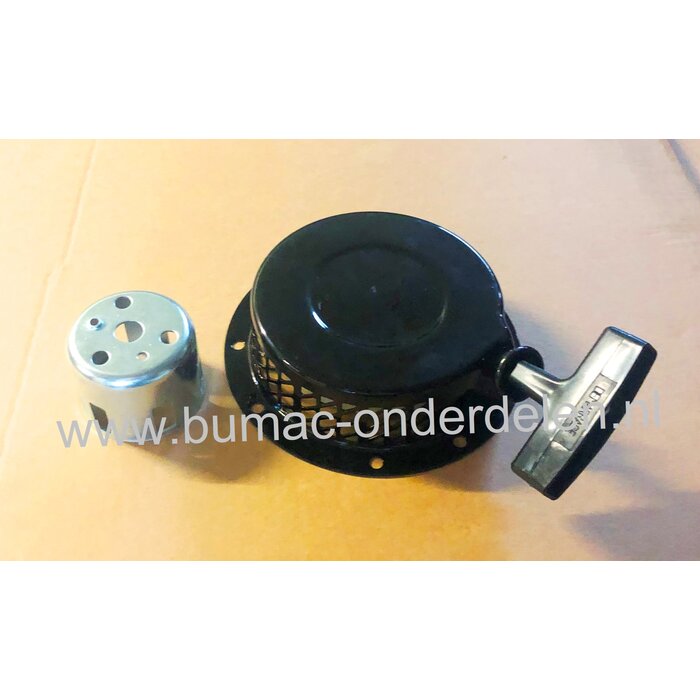 Handstarter voor Robin EY15 Motoren Stalen Behuizing met 2 Stalen Startpallen, Startmechanisme voor Robin Motoren op  Aggregaten, Generatoren, Trilplaten, Houtversnipperaars, Waterpompen, Compressoren, Verticuteermachines, Veegmachines