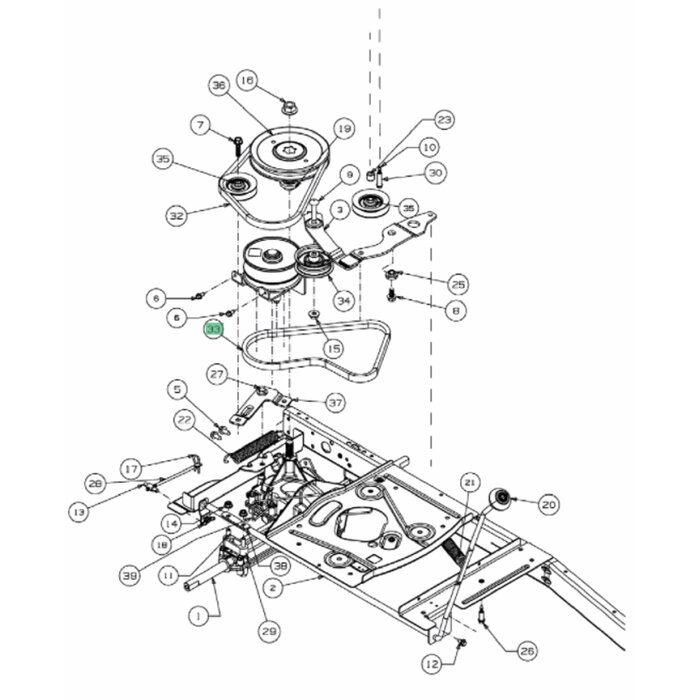 V-snaar van Motor naar Variator voor MTD, WOLF, CUBCADET, BESTGREEN, HELLINGTON Optima 76 RDE, Scooter, Scooter Mini,  Scooter Pro, Minirider, CC114TA, CC114TD, LR1NR76, LR1NS76, LR1MR76, Mastercut 60, H76SM op Zitmaaiers, Zero Turn Maaiers, Frontmaaiers