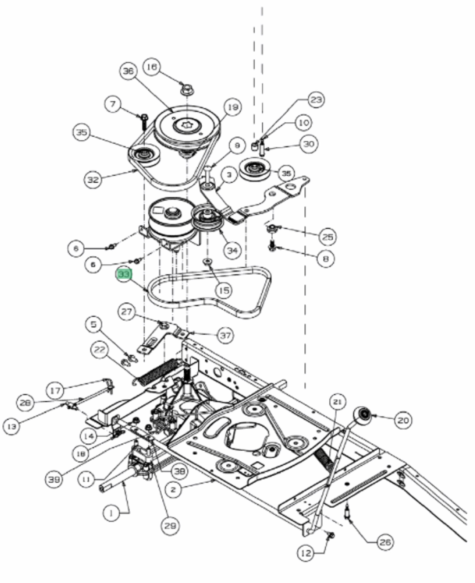 V-snaar van Motor naar Variator voor MTD, WOLF, CUBCADET, BESTGREEN, HELLINGTON Optima 76 RDE, Scooter, Scooter Mini,  Scooter Pro, Minirider, CC114TA, CC114TD, LR1NR76, LR1NS76, LR1MR76, Mastercut 60, H76SM op Zitmaaiers, Zero Turn Maaiers, Frontmaaiers