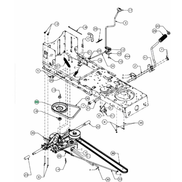 V-snaar Poelie voor GUTBROD, WOLF, MTD, CUBCADET, MASTERCUT, HELLINGTON LX96S, Scooter, Scooter Mini, Scooter Pro, RS125/96B, LT96, Smart RF125, Minirider, MTD76, MTD96, Micro Rider, CC114TA, CC114TD, 96-125, 60SDE, Mastercut 96, B11576SM, H76SM, BG96SK,