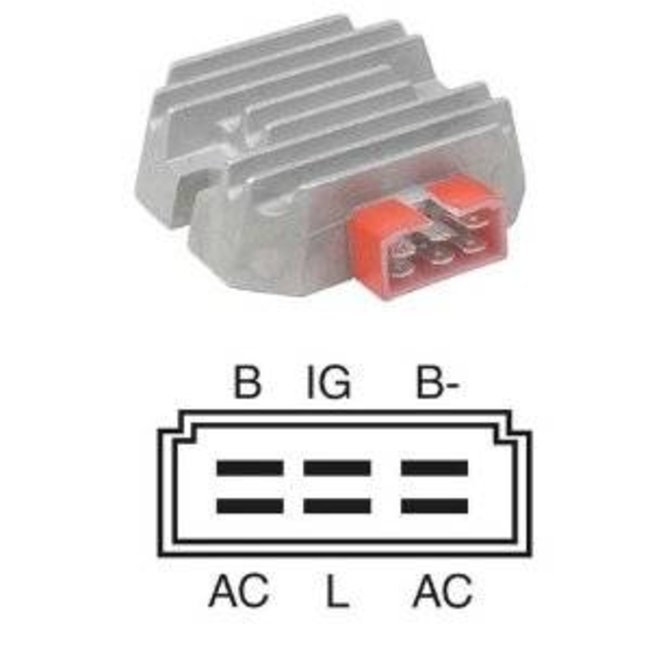 Spanningsregelaar - Gelijkrichter voor Honda Zitmaaier - Frontmaaier - Tuintrekker, onderdeel