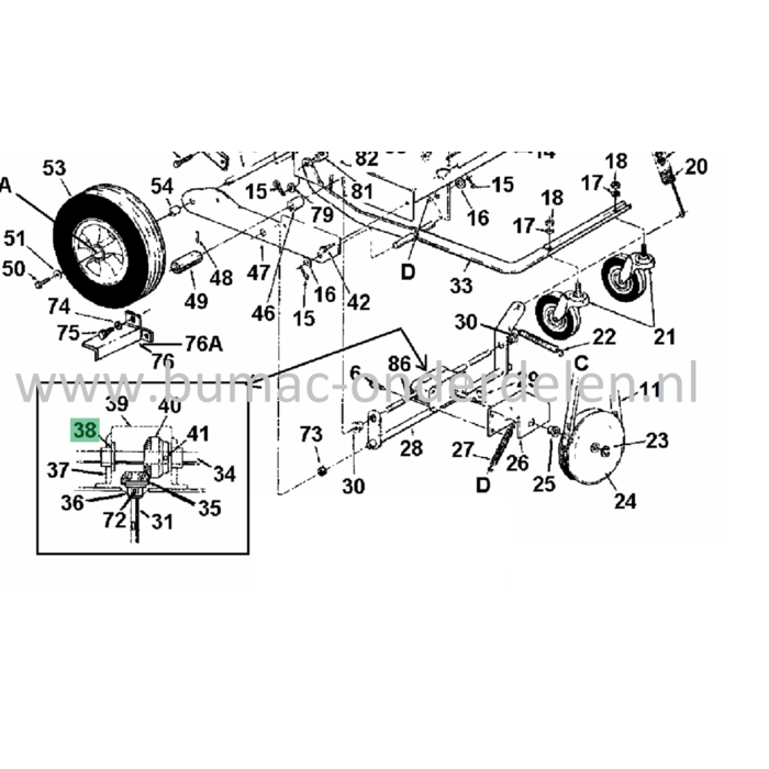 Bronzen bus 15,88x22,22x15,88 mm voor MTD, Wolf, Gutbrod Bladblazers - Bladzuigers 685, Vacu-Jet-Star, Glijlager, Vacu Jet Star, 5/8x7/8x5/8 inch