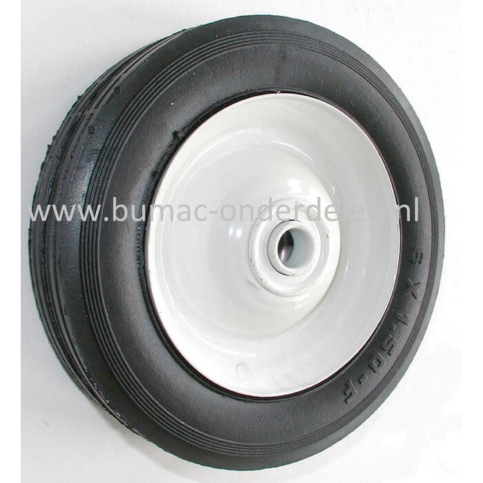 Stalen Wiel  Ø 178 mm met Asgat Ø 12,7 mm voor Steekwagens, Karren achter Zitmaaier, Frontmaaier, Band, Wiel met lager, Binnenband en Buitenband