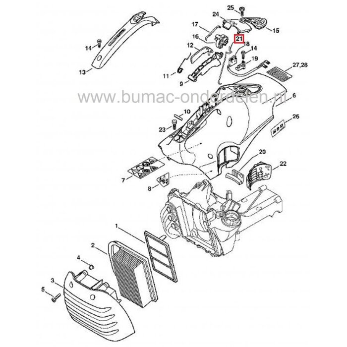 Gasstang STIHL TS410 en TS420, Bandenzaag - Motorslijper - Doorslijper - Doorslijpmachine, Gas Stang