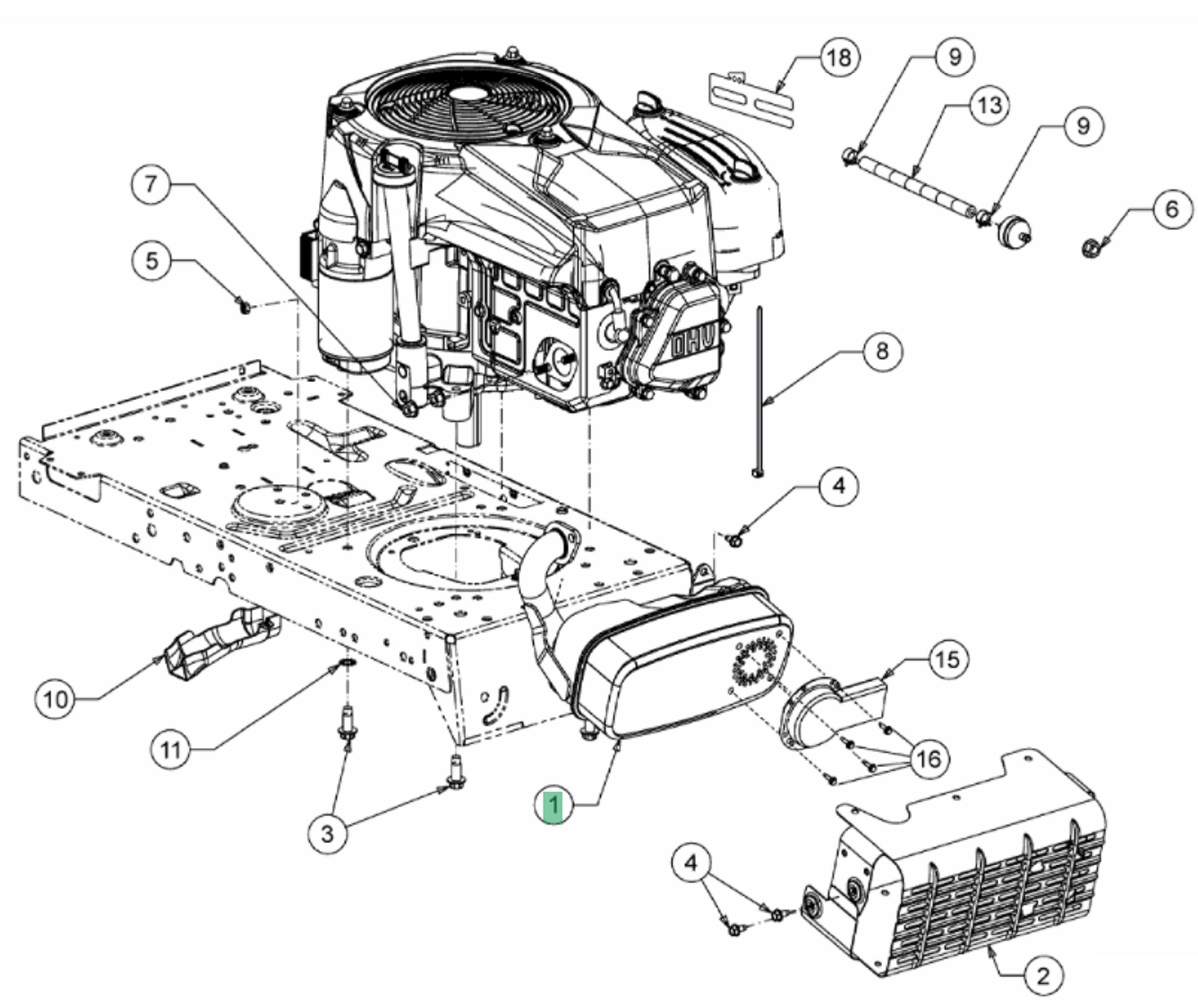Uitlaat Compleet voor MTD, CUBCADET, WOLF, YARDMAN, BOLENS, WHITE Smart RG145, Smart RN145, Power Edition 1750, 195-92H, V170 op Zitmaaiers, Trekkers, Tuintrekkers, Uitlaat