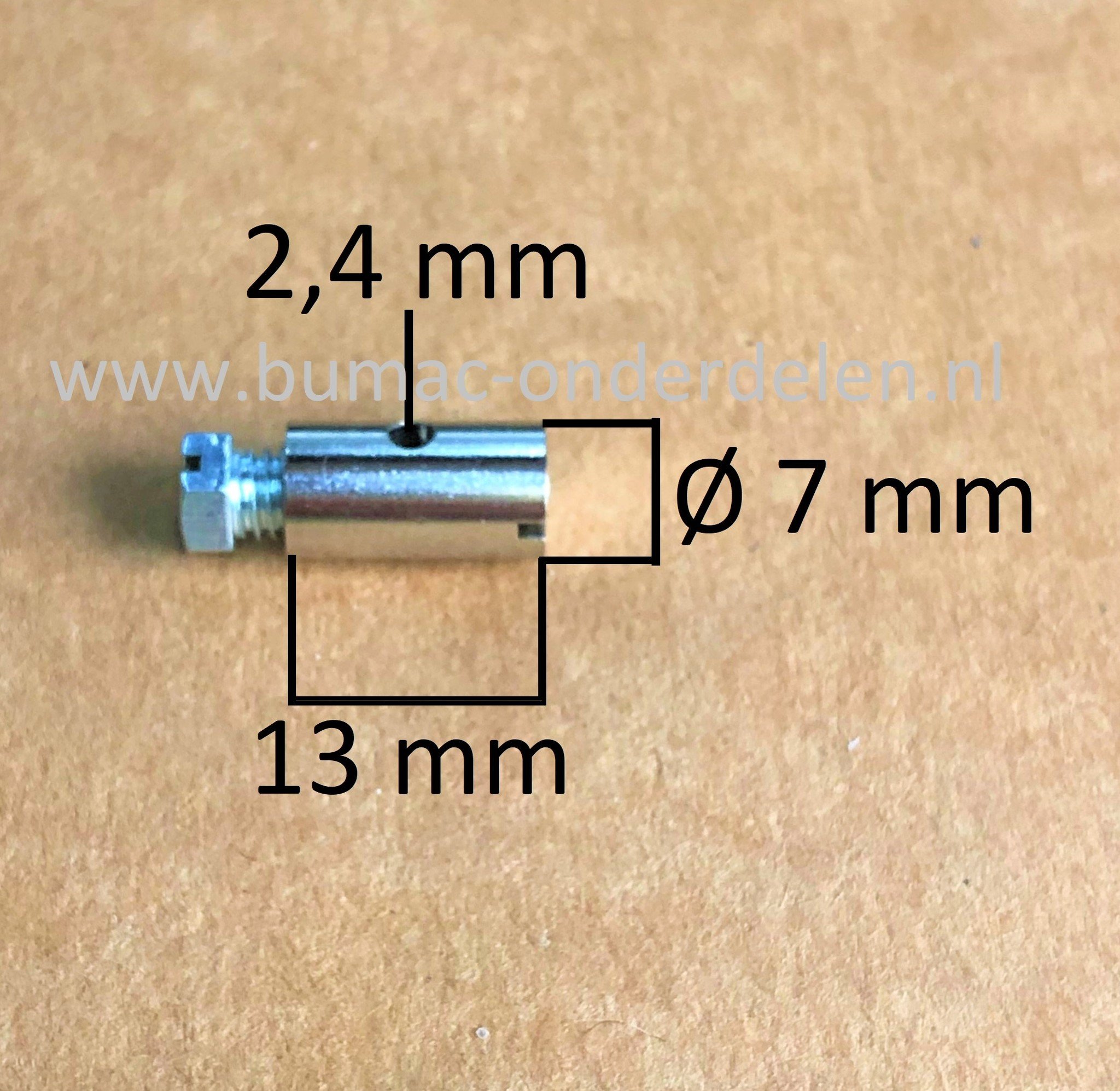 Schroefton voor Kabels tot Ø 2,4 mm Bevestigingsnippel om Binnenkabels op Maat te Maken, Schroefnippel voor Grasmaaier, Zitmaaier, Tuinfrees, Tuintrekker, Kooimaaier, Brommer, Cart, Scooter, Hakfrees Schroefton 13x7x2,4 mm