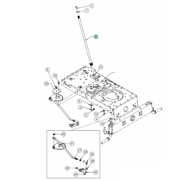 Stuuras met Tandwiel voor MTD, CUBCADET, WOLF, YARDMAN, BOLENS, WHITE Optima LG, Smart RC, RE, Smart RF, RG 145, Smart RN 145, MTD 76, MTD 92, MTD 96, LT96EXT, VL96, RLT92H, RLT92T, CC 513 HE, CC 714 HA, CC 714 HF, CC714 TA, CC714 TF, CC 716 KHN op Zitmaa