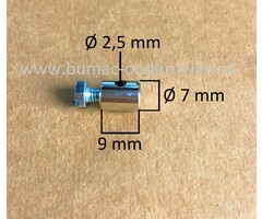 Schroefton voor Kabels T/m Ø 2,5 mm Bevestigingsnippel om Binnenkabels op Maat te Maken, Schroefnippel voor Grasmaaier, Zitmaaier, Tuinfrees, Tuintrekker, Kooimaaier, Brommer, Cart, Scooter, Hakfrees Schroefton 9x7x2,5 mm