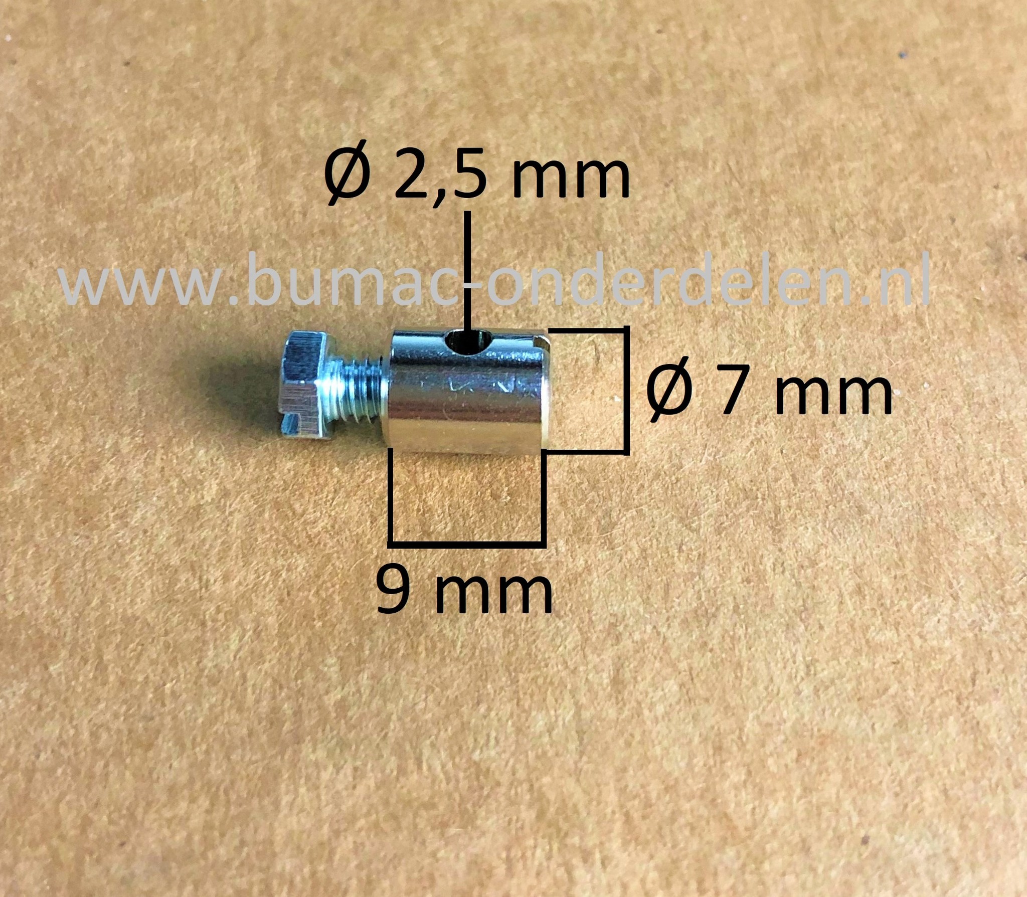 Schroefton voor Kabels T/m Ø 2,5 mm Bevestigingsnippel om Binnenkabels op Maat te Maken, Schroefnippel voor Grasmaaier, Zitmaaier, Tuinfrees, Tuintrekker, Kooimaaier, Brommer, Cart, Scooter, Hakfrees Schroefton 9x7x2,5 mm