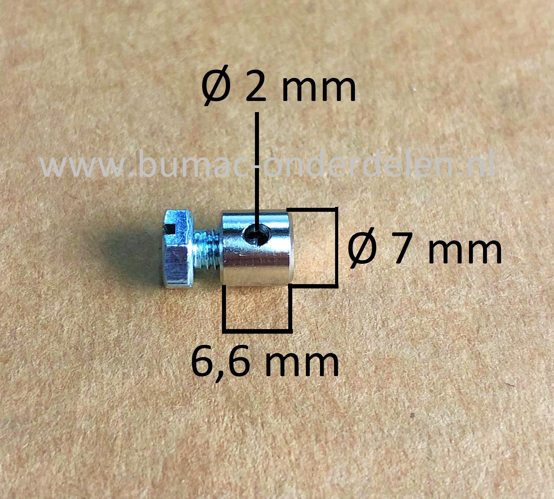 Schroefton voor Kabels T/m Ø 2 mm Bevestigingsnippel om Binnenkabels op Maat te Maken, Schroefnippel voor Grasmaaier, Zitmaaier, Tuinfrees, Tuintrekker, Kooimaaier, Brommer, Cart, Scooter, Hakfrees Schroefton 6,6x7x2