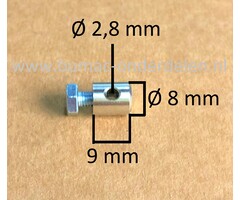 Schroefton voor Kabels tot Ø 2,8 mm Bevestigingsnippel om Binnenkabels op Maat te Maken, Schroefnippel voor Grasmaaier, Zitmaaier, Tuinfrees, Tuintrekker, Kooimaaier, Brommer, Cart, Scooter, Hakfrees Schroefton 9x8x2,8