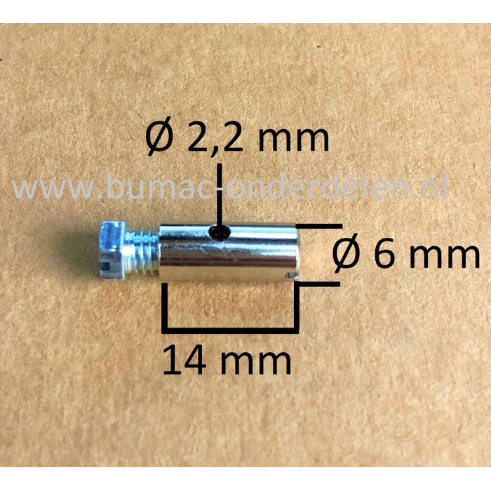 Schroefton voor Kabels tot Ø 2,2 mm Bevestigingsnippel om Binnenkabels op Maat te Maken, Schroefnippel voor Grasmaaier, Zitmaaier, Tuinfrees, Tuintrekker, Kooimaaier, Brommer, Cart, Scooter, Hakfrees Schroefton