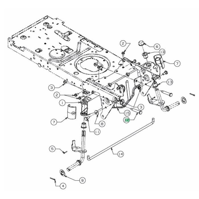 Bout 3/8-16 - 60 mm voor MTD, CUBCADET, WOLF, YARDMAN, BOLENS, WHITE Smart RG145, DLX96SA, DLX107SHL, DLX127SAL, GLX 92RA, GLX92RH, GLX105RA, GLX105RH, GLX105RHL-K, GLX105RHL-SK, JLX76RA, XLX117SAL, JLX76RA, SLX107S, ELX96SA, ELX107SHL, ELX127SAL, MF36-18