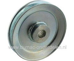 Poelie op Tuff Torq Aandrijfbak voor Stiga, Dolmar, Castelgarden, Mountfield, Alpina Zitmaaier, Tuintrekker, Frontmaaier, Aandrijfpoelie op Tuff Torq of Kanzaki Aandrijfbak, Hydrostaat K46