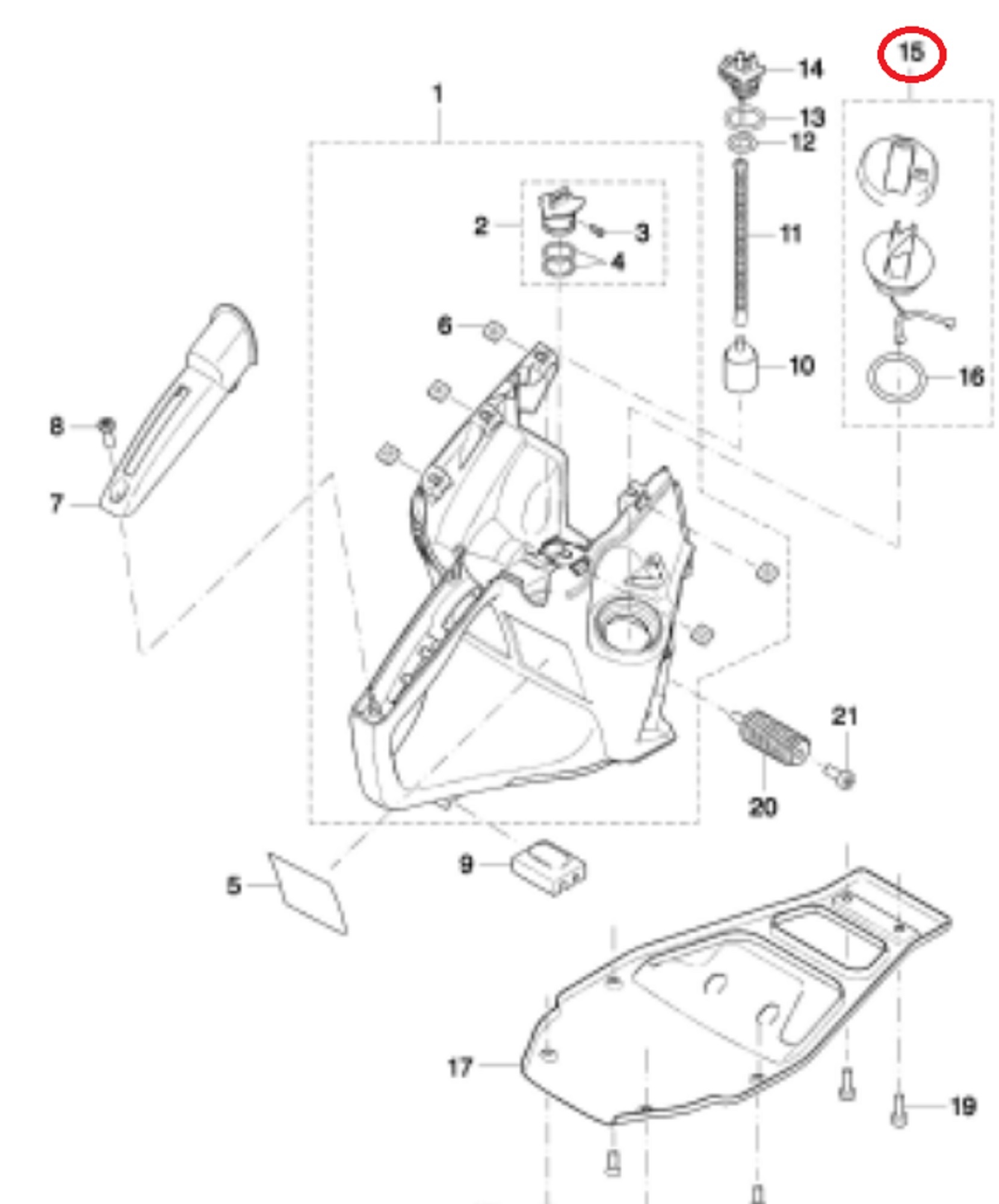 Benzinedop voor DOLMAR, MAKITA PC6112, EK6100 op  Bandenzaag - Motorslijpers - Doorslijpers Tankdop, Brandstofdop