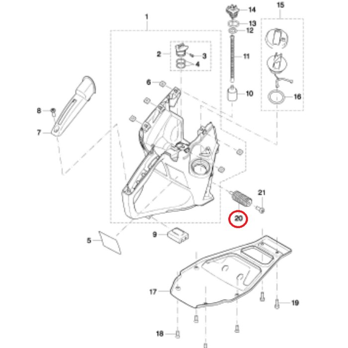 Dempingsveer voor Dolmar, Makita PC6114, PC6112, EK6100 op Bandenzaag - Motorslijpers - Doorslijpers Veer, Trillingsdemper, onderdeel, PC 6114, PC 6112, EK 6100