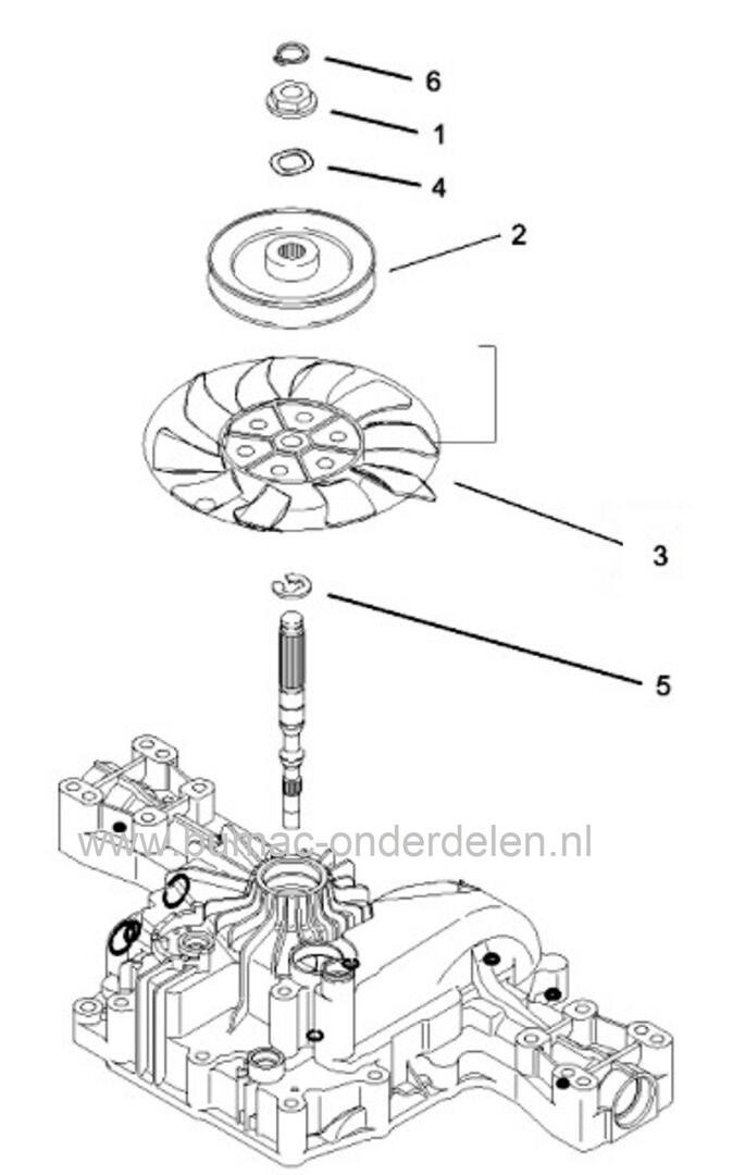 Veerring voor Moer voor de Montage van de Poelie op Aandrijfbak Stiga, Dolmar, Castelgarden, Mountfield, Alpina Zitmaaier, Tuintrekker, Frontmaaier, Aandrijfpoelie op Tuff Torq of Kanzaki Aandrijfbak, Hydrostaat, Poelie C op Bak K46IA 6460-24163 Veer Ring
