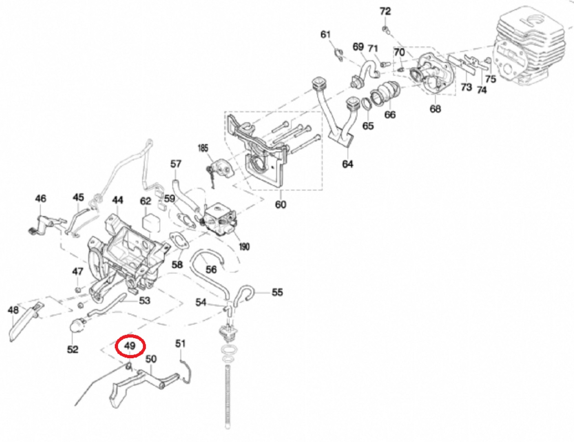 Veer voor Gashendel voor DOLMAR, MAKITA PC6114, PC6112, EK6100 op Bandenzaag - Motorslijpers - Doorslijpers