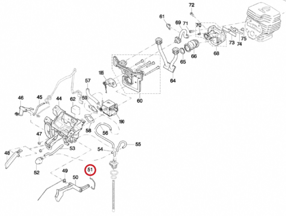 Gasstang voor DOLMAR, MAKITA PC6114, PC6112, EK6100 op Bandenzagen - Motorslijpers - Doorslijpers PC 6114, PC 6112, EK 6100
