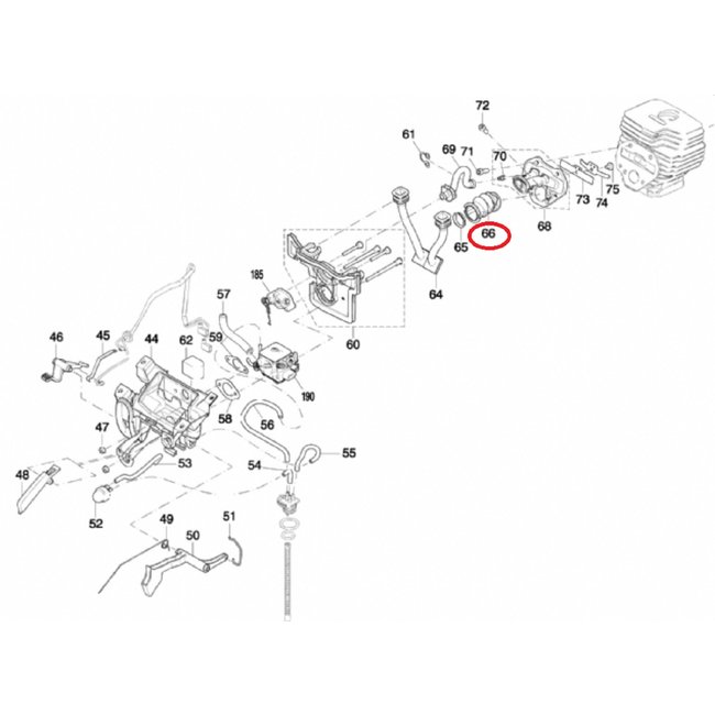 Inlaatspruitstuk voor DOLMAR, MAKITA PC6112, EK6100 op Bandenzagen - Motorslijpers - Doorslijpers PC 6114, PC 6112, EK 6100